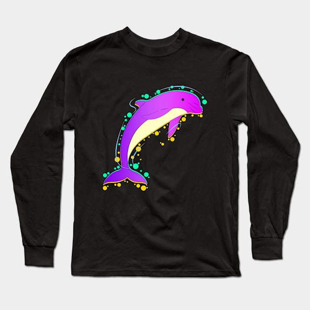 bubbly dolphin Long Sleeve T-Shirt by dwalikur